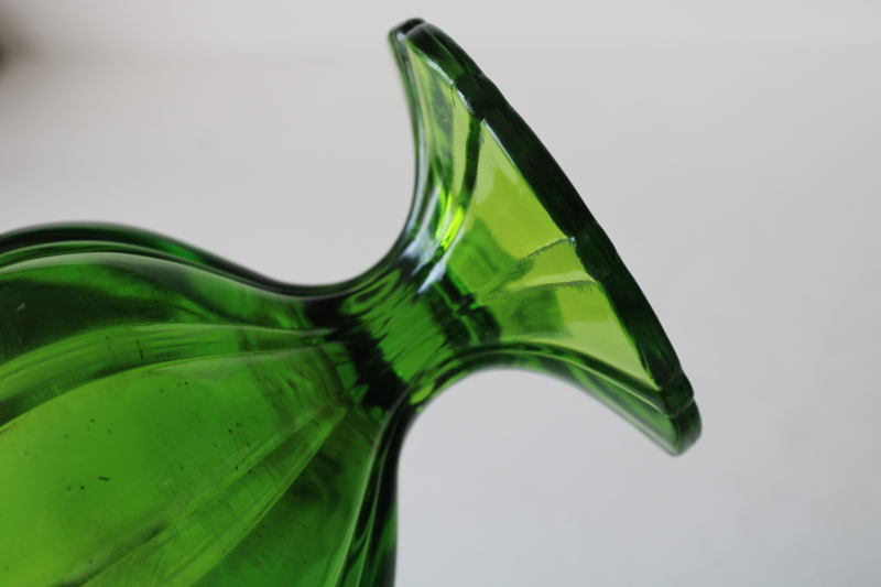 photo of tall mod lime green glass swung vase, 60s or 70s vintage Smith glass MCM retro  #4