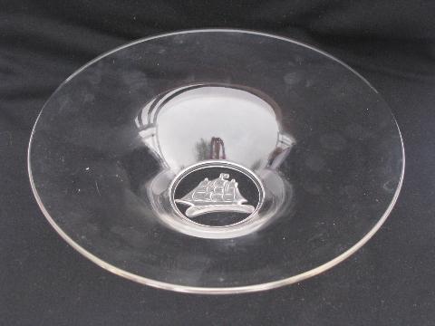 photo of tall ships ship intaglio vintage glass, large console or salad bowl #1