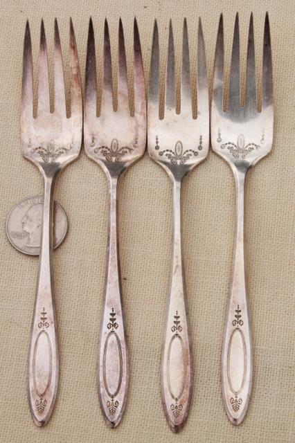 photo of tarnished antique & vintage silverware, lot of mixed silver plate flatware #3