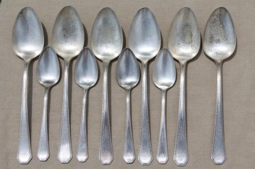 photo of tarnished antique & vintage silverware, lot of mixed silver plate flatware #3