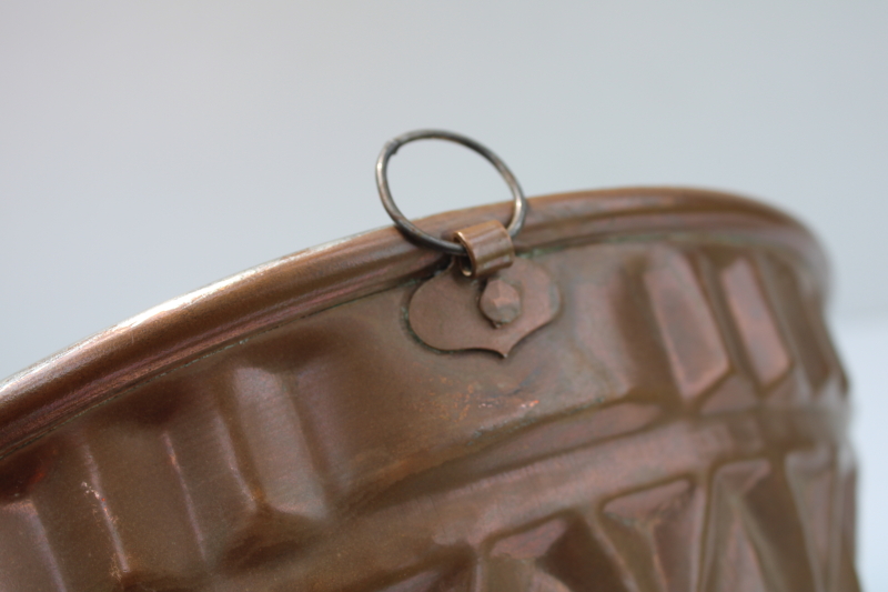 photo of tarnished copper bundt cake mold, vintage baking pan french country style #6