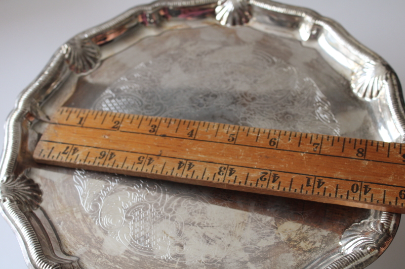 photo of tarnished vintage silver plated cake stand, pedestal plate serving tray  #7