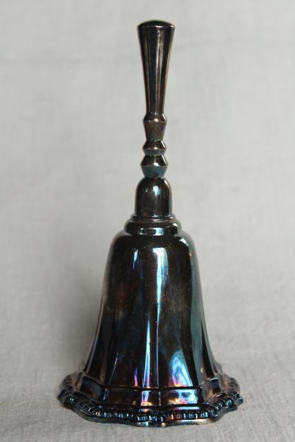 photo of tarnished vintage silver table service bell, Avon silverplate #1