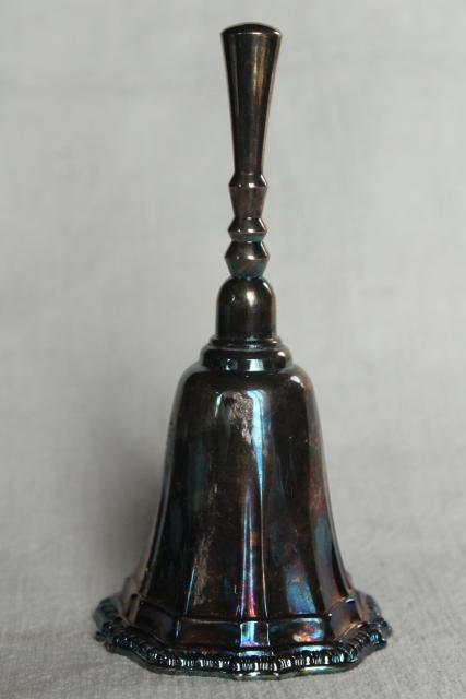 photo of tarnished vintage silver table service bell, Avon silverplate #3