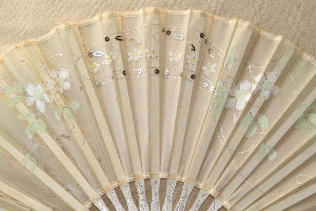 photo of tattered antique hand painted silk fan, circa 1900 vintage debutante ball #8