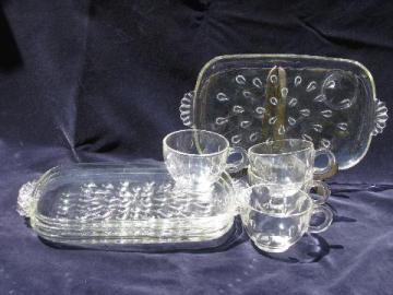 catalog photo of teardrop or dewdrop pattern, 1950's vintage pressed glass snack sets