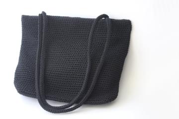 catalog photo of the Sak classic black crochet shoulder bag, vintage purse in very good condition 