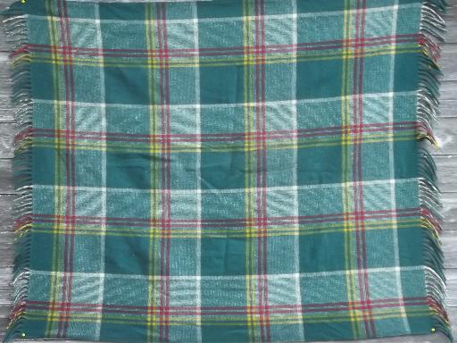 photo of thick and heavy vintage wool plaid camp blanket for winter camping #2