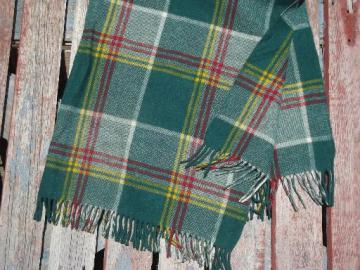 catalog photo of thick and heavy vintage wool plaid camp blanket for winter camping