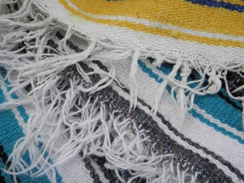 photo of thick cotton Indian blanket rugs, vintage Mexico - great retro colors #3