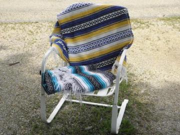 catalog photo of thick cotton Indian blanket rugs, vintage Mexico - great retro colors