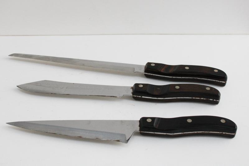 photo of thumb rest handles Ekco Arrowhead vintage kitchen knives chef's knife blades #1