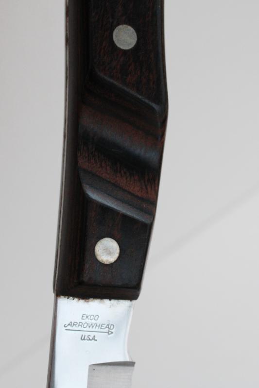 photo of thumb rest handles Ekco Arrowhead vintage kitchen knives chef's knife blades #4