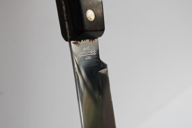 photo of thumb rest handles Ekco Arrowhead vintage kitchen knives chef's knife blades #5