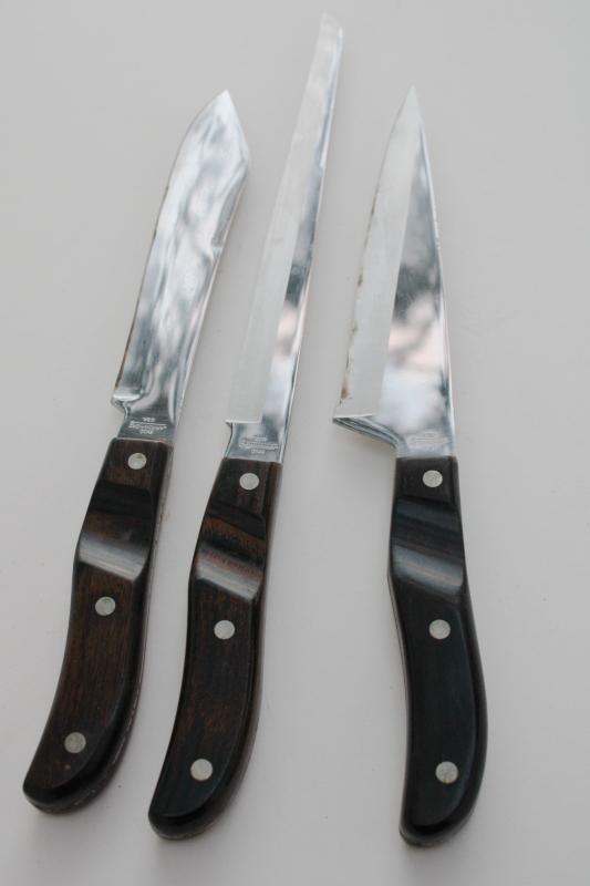 photo of thumb rest handles Ekco Arrowhead vintage kitchen knives chef's knife blades #7