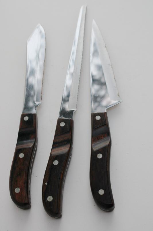 photo of thumb rest handles Ekco Arrowhead vintage kitchen knives chef's knife blades #8