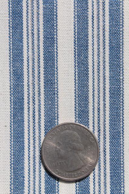 photo of ticking stripe chambray blue & white work shirt fabric, heavy cotton shirting stripes #7