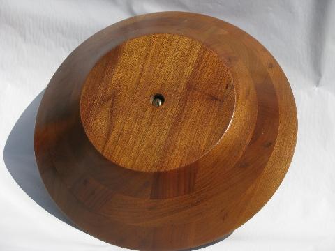 photo of tiered wood serving bowl, hand-crafted black walnut wood, 60s vintage #3