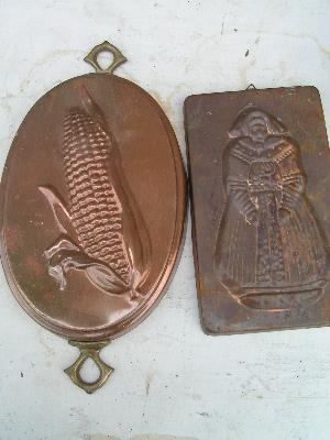 photo of tinned copper kitchen molds, large lot, rooster etc. #4