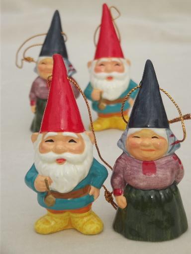 photo of tiny Book of Gnomes & lot of gnome Christmas tree ornaments, 70s vintage #7