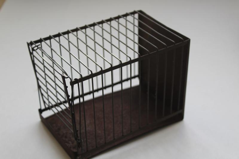 photo of tiny antique birdcage, early 1900s vintage wire cage for mouse, birds, toy animals #1