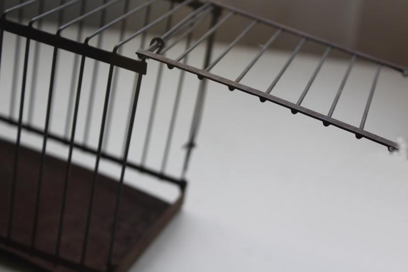 photo of tiny antique birdcage, early 1900s vintage wire cage for mouse, birds, toy animals #2