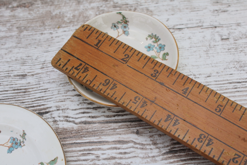 photo of tiny antique china plates w/ forget me nots, turn of the century vintage doll dishes or butter pats  #3