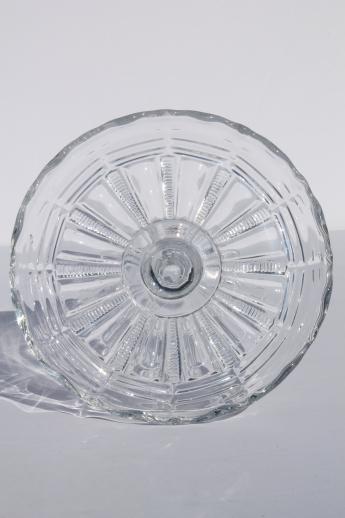 photo of tiny antique pressed glass cake stand or candle pedestal plate, perfect for small cakes! #3