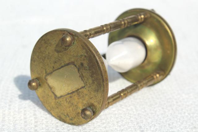 photo of tiny brass hourglass made in England, five minute timer, vintage kitchen timer #6