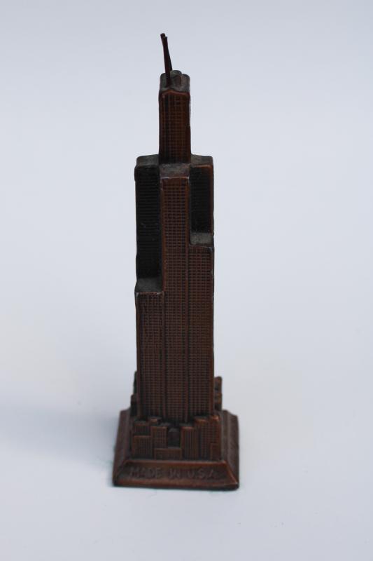 photo of tiny cast metal building Sears Tower Chicago world's tallest mid-century vintage souvenir #4