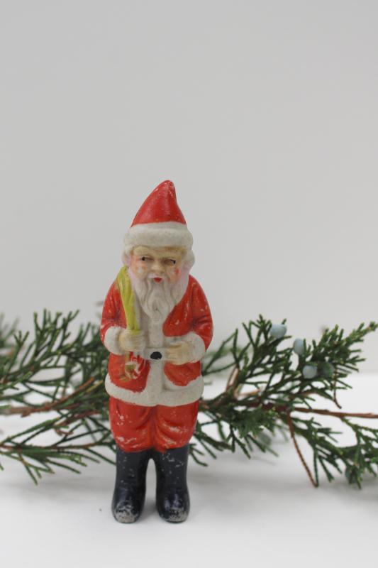 photo of tiny china Santa Claus vintage Japan frozen penny doll Christmas decoration #1