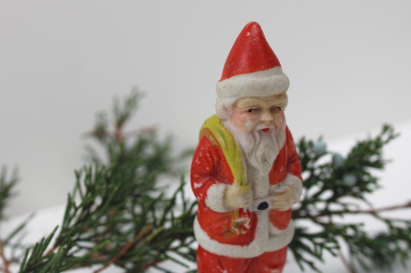 photo of tiny china Santa Claus vintage Japan frozen penny doll Christmas decoration #2