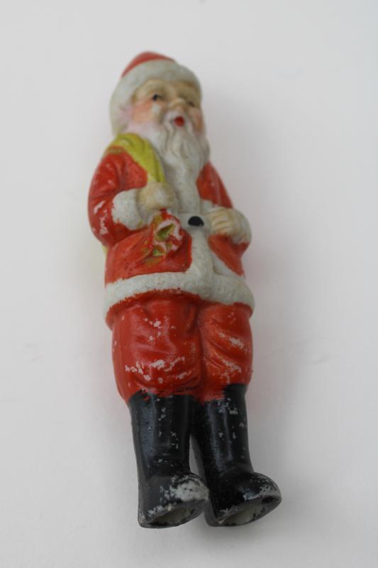 photo of tiny china Santa Claus vintage Japan frozen penny doll Christmas decoration #4