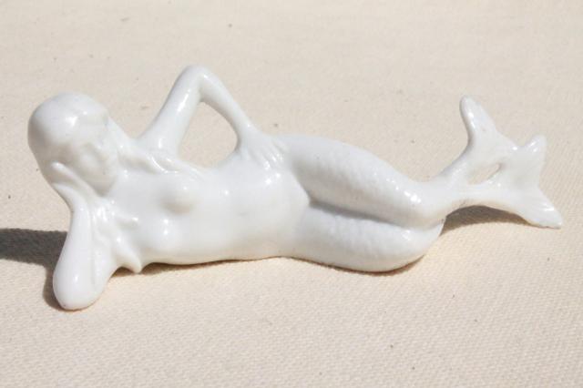 photo of tiny china mermaid figurine or fish bowl tank ornament, vintage German porcelain #1