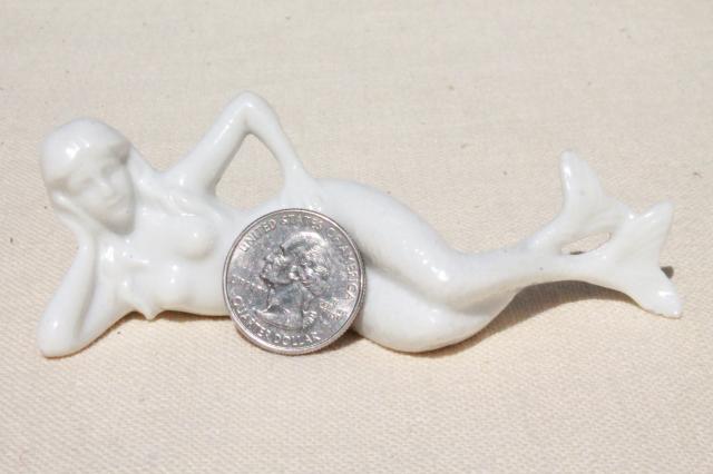 photo of tiny china mermaid figurine or fish bowl tank ornament, vintage German porcelain #8