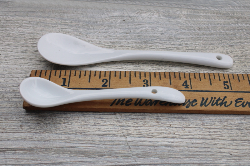 photo of tiny china spoons, lot replacement ceramic spoons for vintage jam pots or condiment jars #2