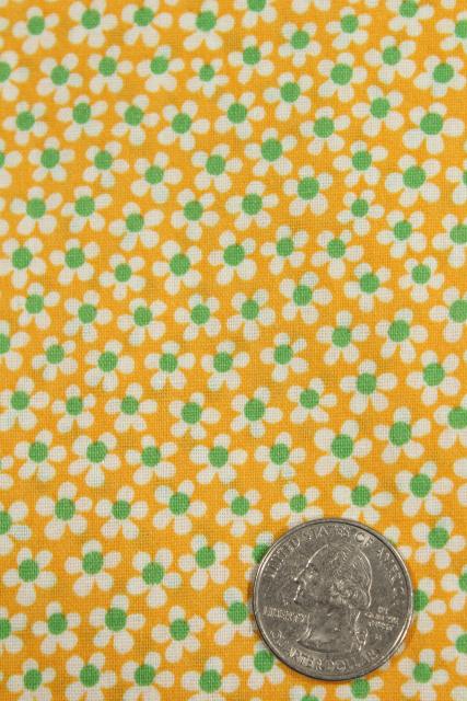 photo of tiny daisies on yellow printed cotton fabric, 1930s vintage floral print #1