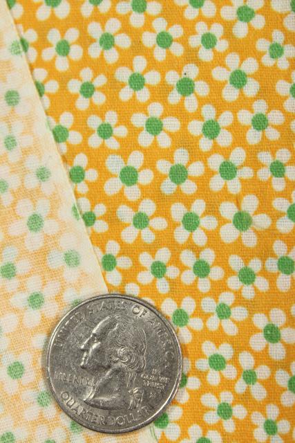 photo of tiny daisies on yellow printed cotton fabric, 1930s vintage floral print #3