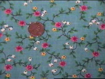 catalog photo of tiny floral print on turquoise