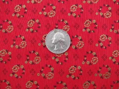 photo of tiny flowers on red, vintage print cotton quilting fabric, 36'' wide #1