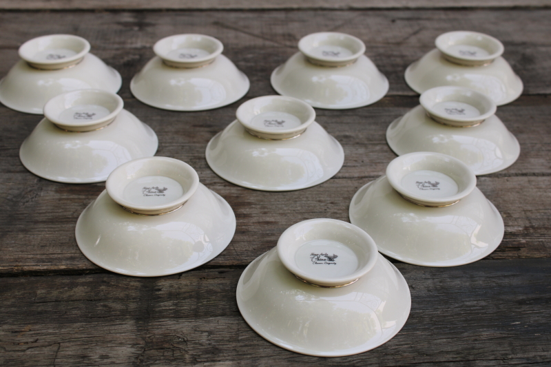 photo of tiny footed sauce dishes or finger bowls vintage Japan fine china, Lenox style ivory porcelain w/ platinum silver band  #7