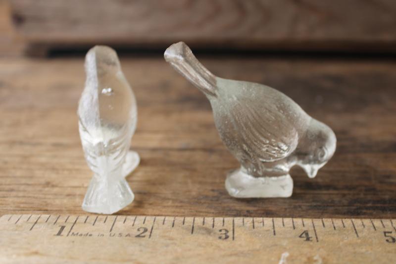 photo of tiny glass birds, miniature figurines vintage crystal clear pressed glass #2