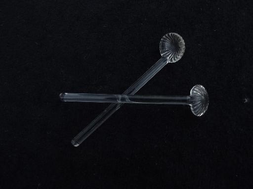 photo of tiny glass spoons for salts, vintage salt cellar spoon lot, set of 4 #2