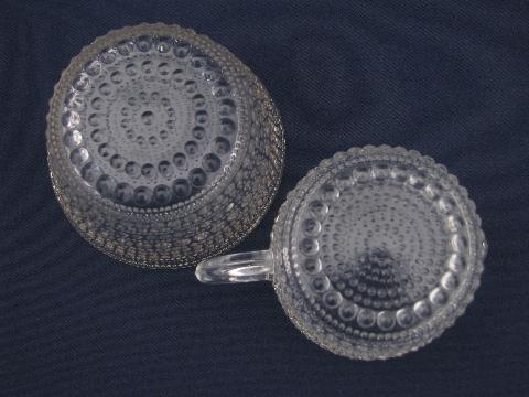 photo of tiny hobnail pattern glass , vintage cream pitcher and sugar bowl set #4