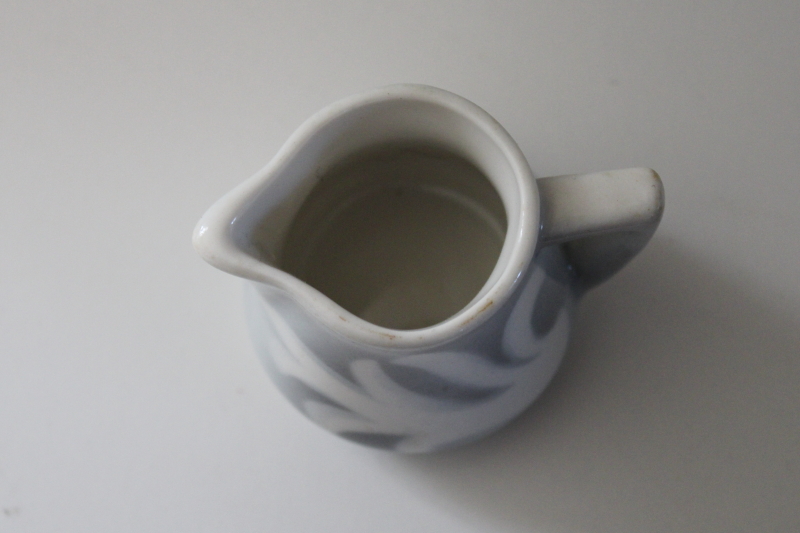 photo of tiny individual creamer, vintage restaurant ware ironstone pitcher grey & white airbrush china #2