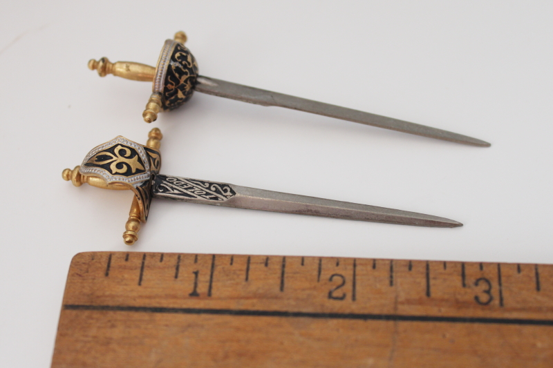 photo of tiny metal swords mini skewers, 60s 70s vintage party picks hors doeuves servers #4