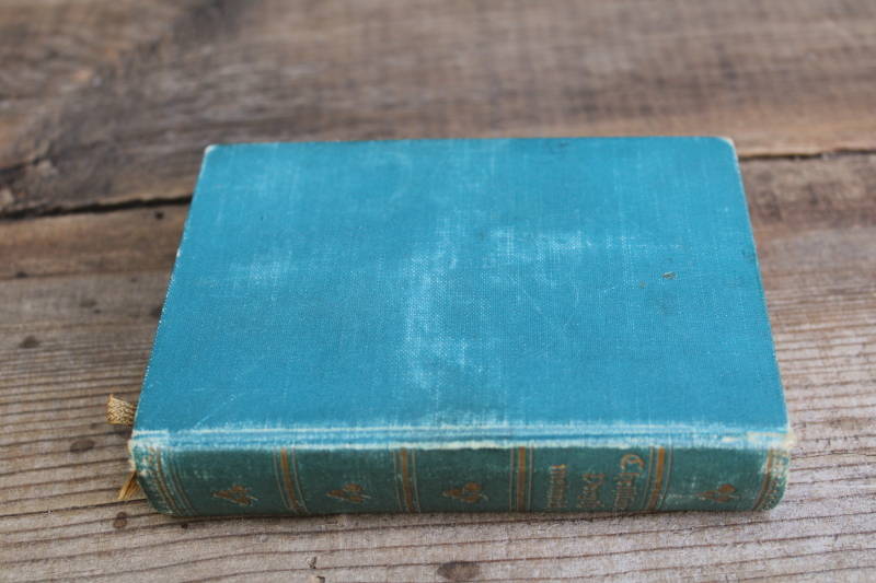photo of tiny old antique book German language Christian Book of Days beautiful litho prints, blue cover  #4