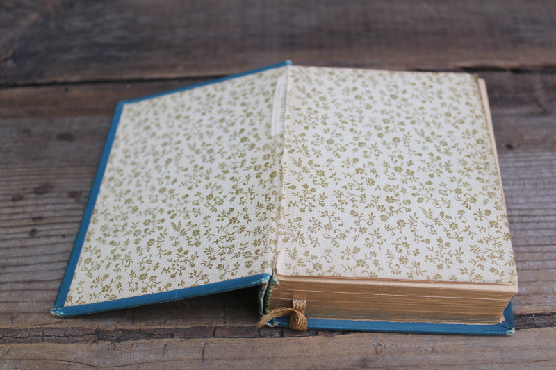 photo of tiny old antique book German language Christian Book of Days beautiful litho prints, blue cover  #6