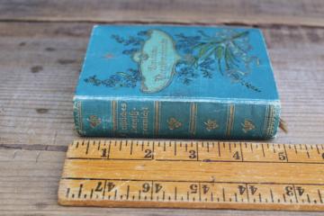 catalog photo of tiny old antique book German language Christian Book of Days beautiful litho prints, blue cover