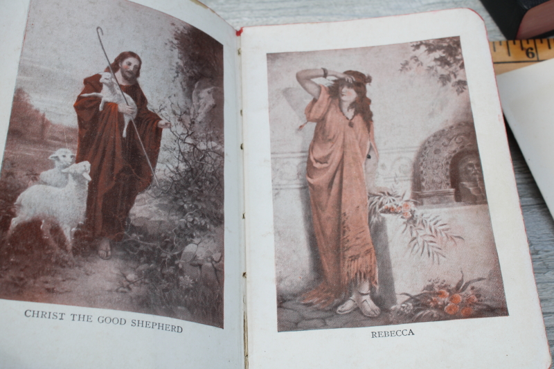 photo of tiny old black leather bibles, lot of two vintage books w/ ephemera #3